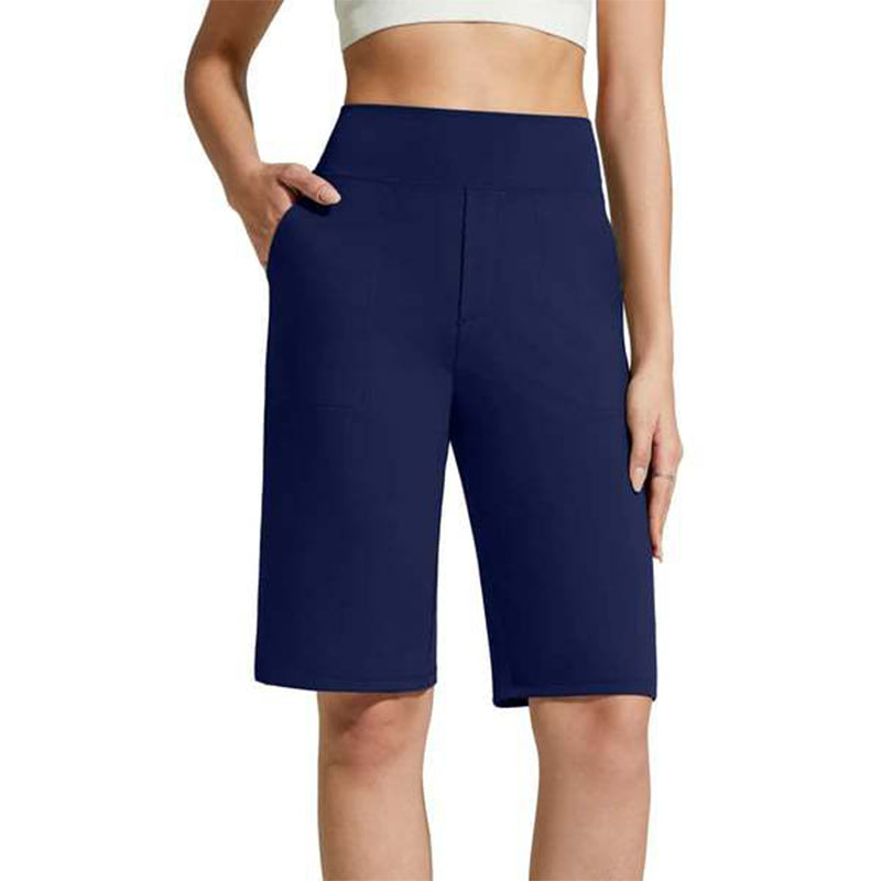 Nina — Dames High Waist Stretch Shorts met Diepe Zakjes