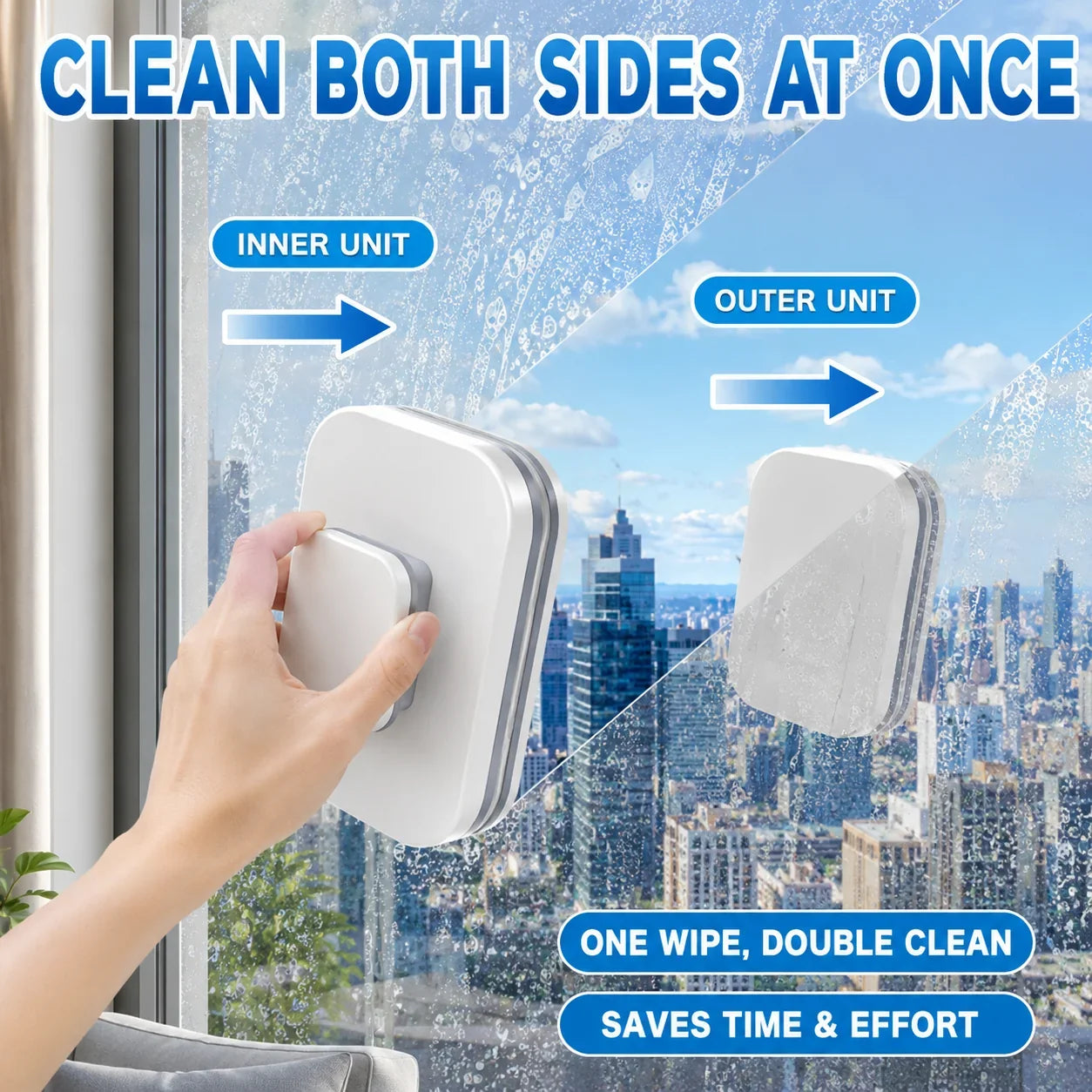 ClearVista 6-in-1 Magnetische Reiniger – Glanzende Ramen, Moeiteloos Schoon