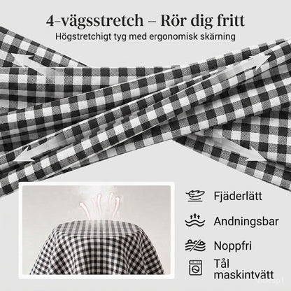 Emma – Dames Capri Broek met Geruit Patroon van Ademend Katoen-Linnen Mix