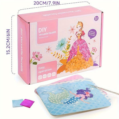 KnutselDroom - 12 stuks Prinsessenbord Stickers Stof Poke Art DIY Kit | 50% KORTING