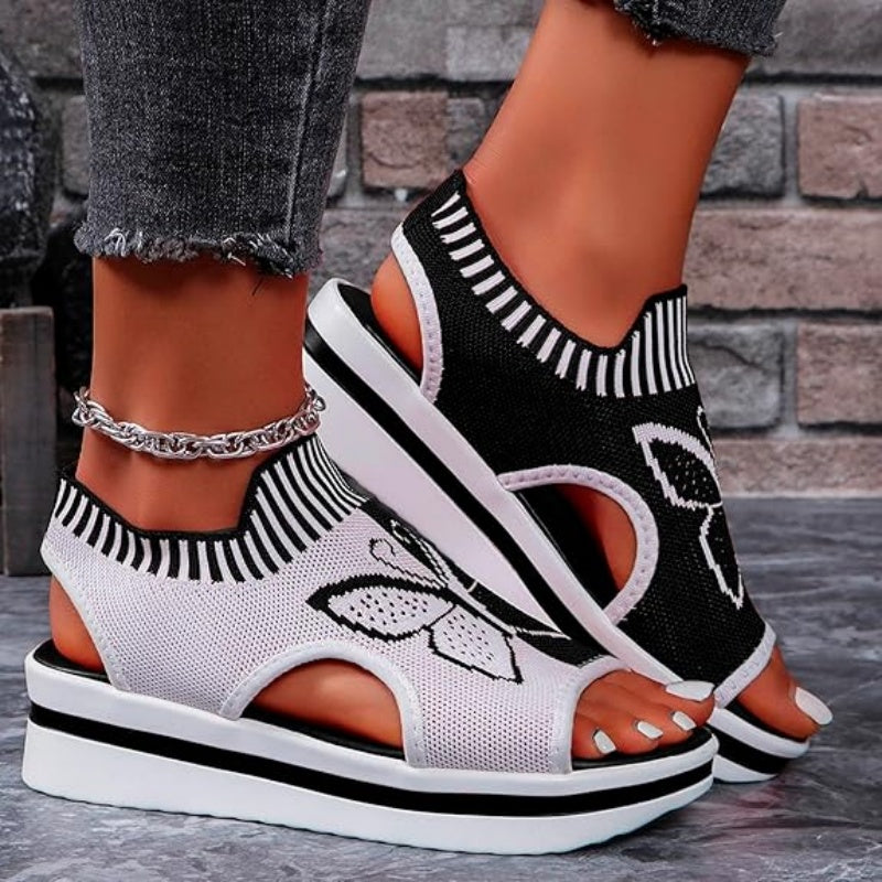 Mia – Dames Ademend Peeptoe Plateau Slippers