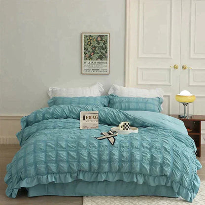 LaceBreeze™ 200 x 230 cm - 4-delige zomerbeddengoedset van ijskoud seersucker