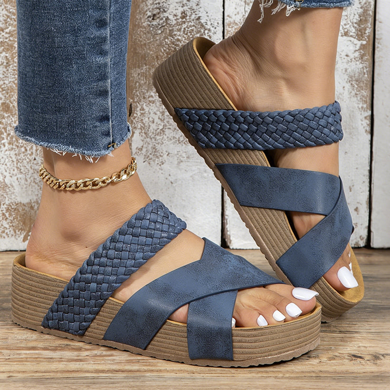 Heidi – Dames Sandalen met Lage Sleehak van PU voor Comfort de Hele Dag