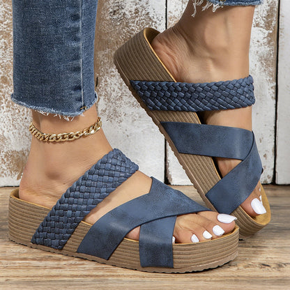 Heidi – Dames Sandalen met Lage Sleehak van PU voor Comfort de Hele Dag