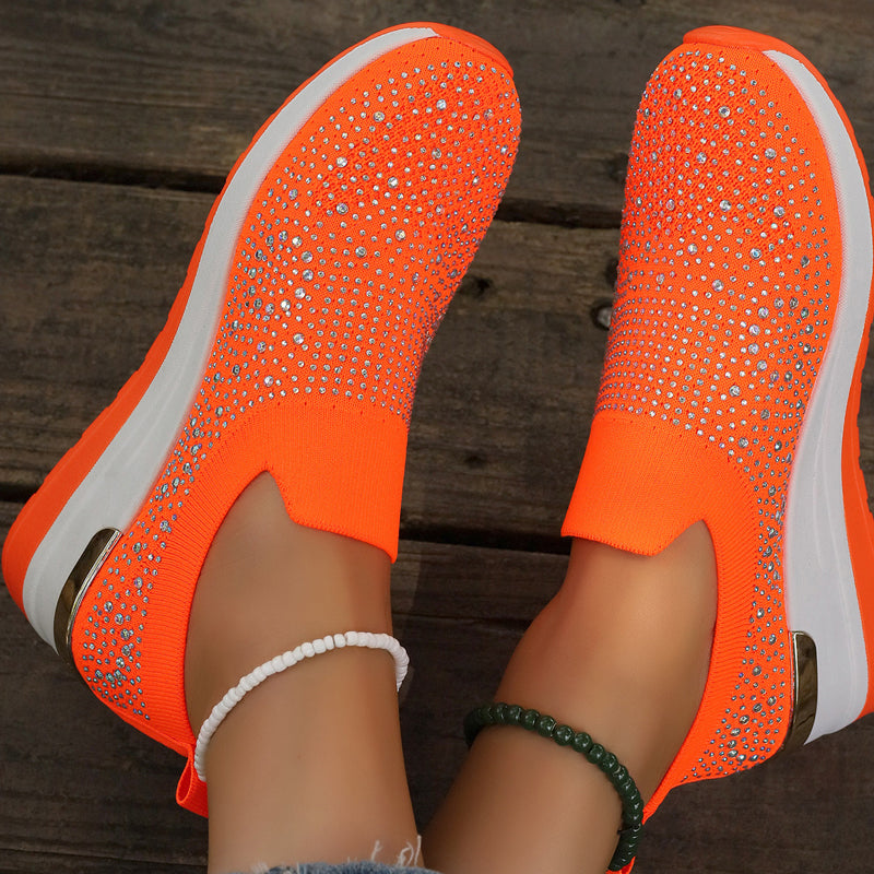 Luna – Ademend Instapsneakers met Strass Steentjes Accenten