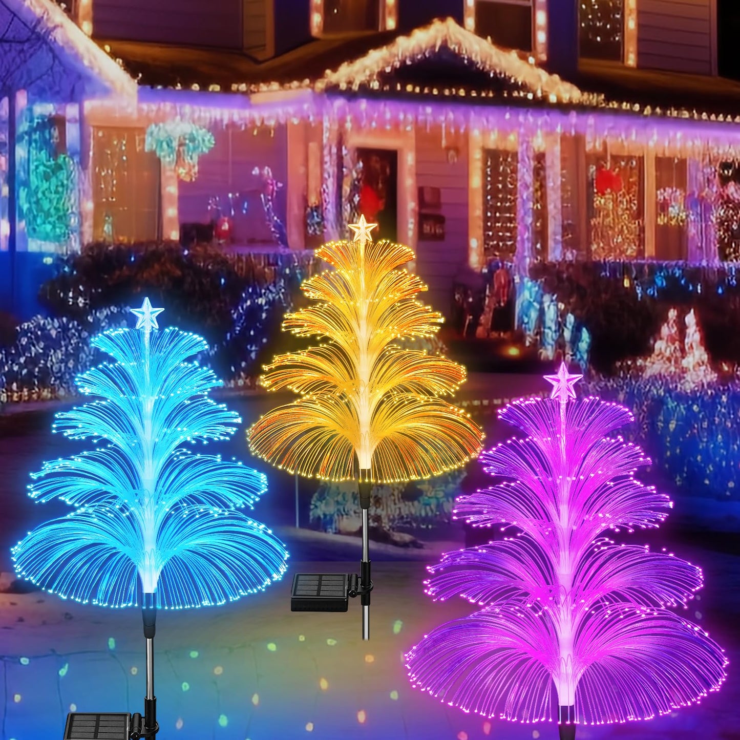 SolarGlow – Set van 3 kleurveranderende kerstbomen