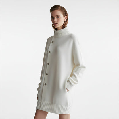 Heidi – Dames Oversize Gebreide Cardigan met Hoge Kraag