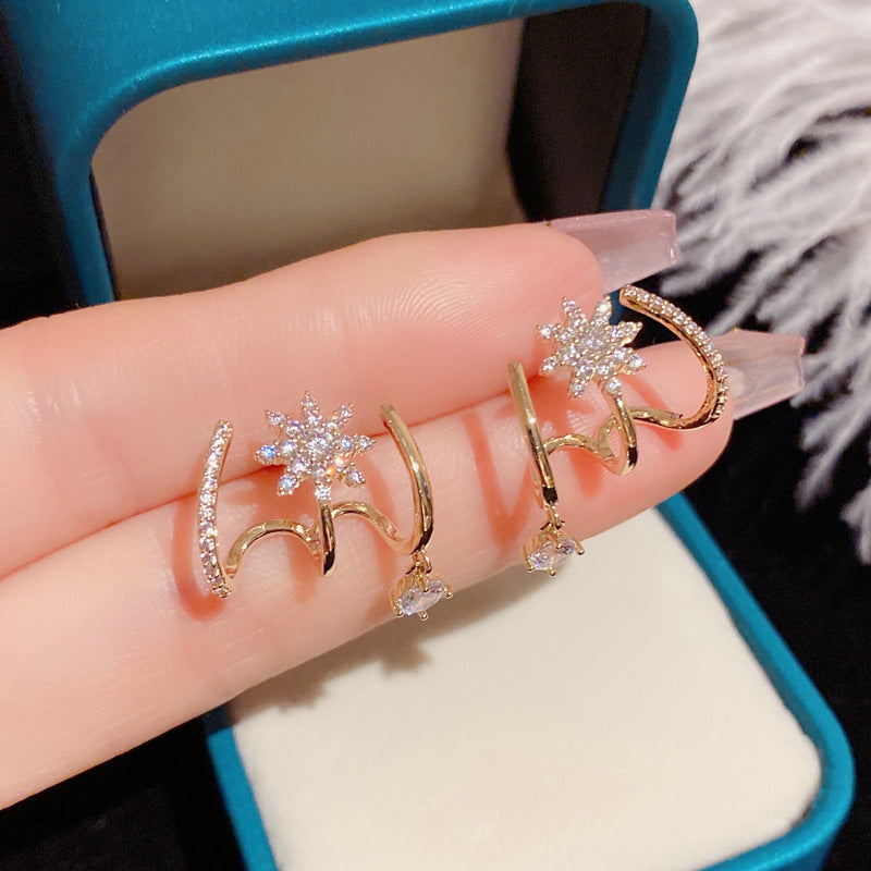 Aurora — Multi-Rij Sprankelende Oorbellen Set | 10 euro KORTING