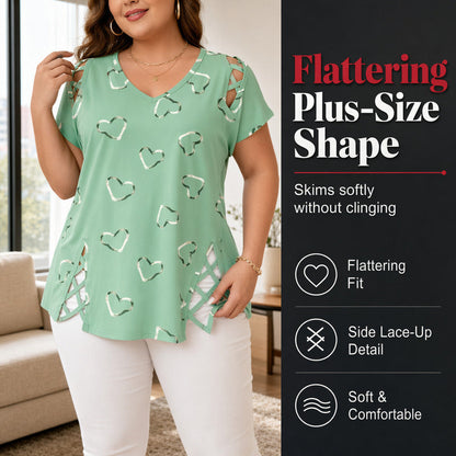 Mia – Dames ademend T-shirt met veterdetails aan de zijkanten