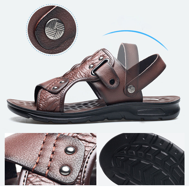 Noah – Heren leren sandalen met massage voetbed