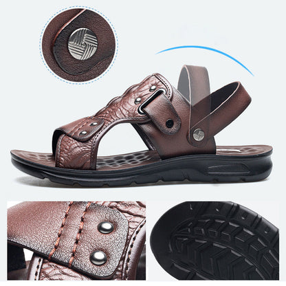 Noah – Heren leren sandalen met massage voetbed