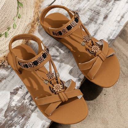 Lila – Ademend Platte Sandalen met Bloemmotief