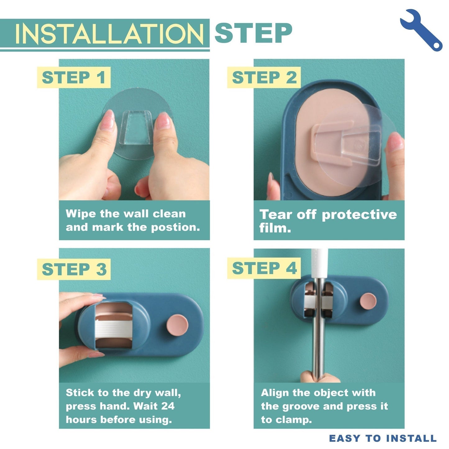 TidyGrip – Wandhouder voor bezems en schoonmaakgereedschap | 1+2 GRATIS