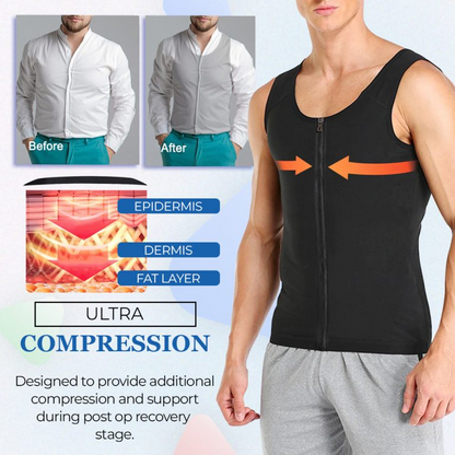 ConfidentFit - Gynaecomastie -Kompressionvest met ritssluiting | 50% KORTING