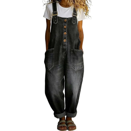 Maria – Denim tuinbroek met casual pasvorm en verstelbare gespen
