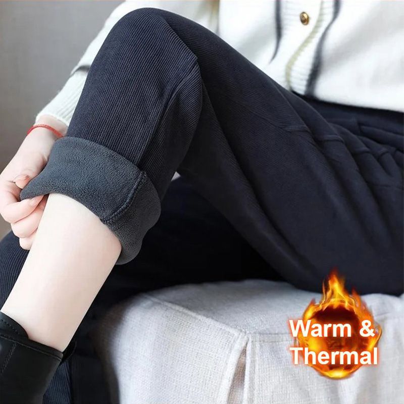 Home – Hoge taille ribbroek met fleecevoering voor een gezellige stijl