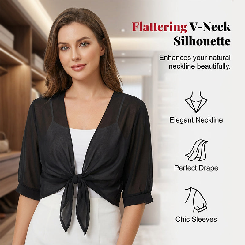 Brielle – Transparante chiffon top met strik voor de zomer