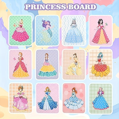 KnutselDroom - 12 stuks Prinsessenbord Stickers Stof Poke Art DIY Kit | 50% KORTING