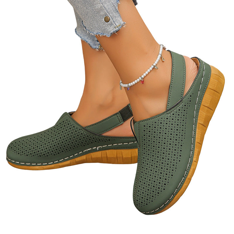 Ava – Geperforeerde Sleehak Sandalen met Bandjes voor Comfort de Hele Dag