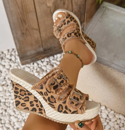 Lana – Ademend denim plateau sandalen met 10 cm hak