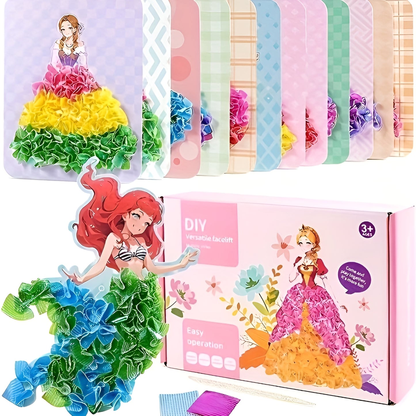 KnutselDroom - 12 stuks Prinsessenbord Stickers Stof Poke Art DIY Kit | 50% KORTING