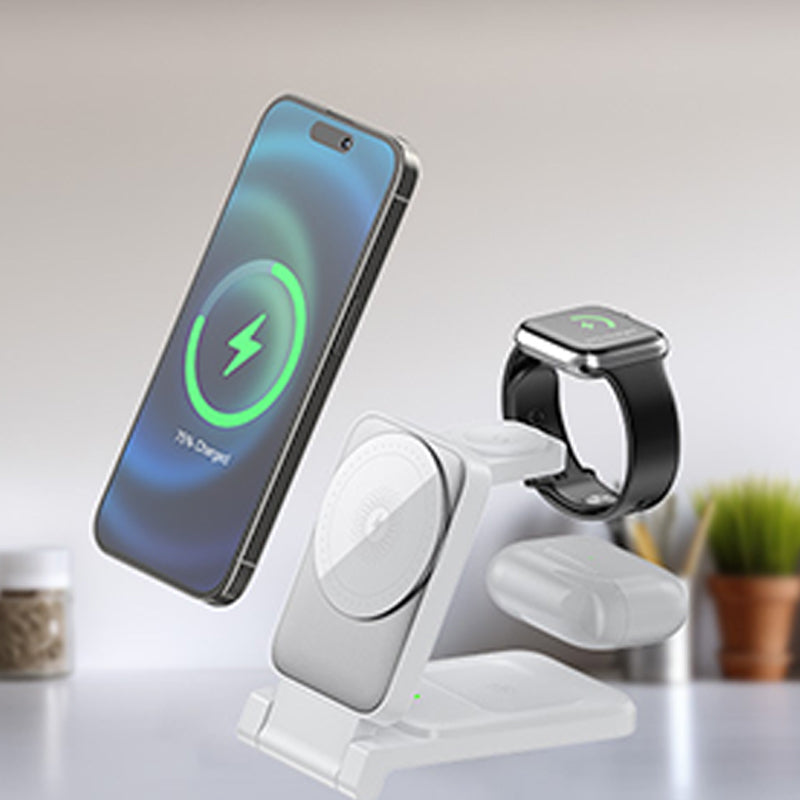 Voltiva 3-in-1 Opvouwbare Draadloze Power Hub – Moeiteloze Stroomvoorziening voor Alle Apparaten