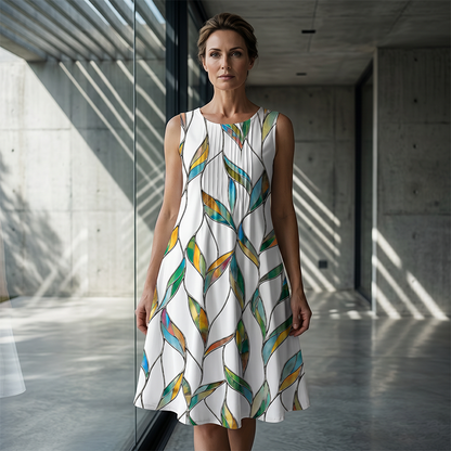 Paars – Vleiende Mouwloze Jurk met Ademend Materiaal
