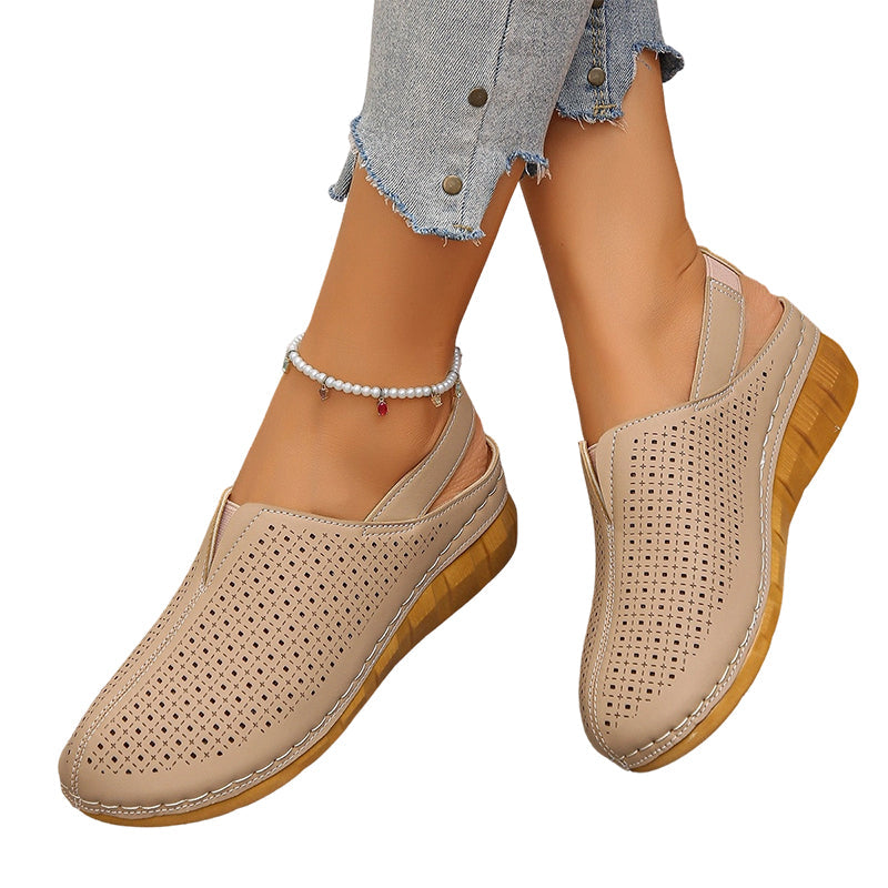 Ava – Geperforeerde Sleehak Sandalen met Bandjes voor Comfort de Hele Dag