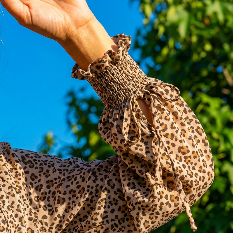 Lena – Dames mini-jurk met V-hals, volantzoom en tailleaccentuering