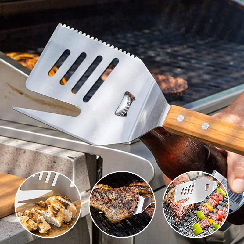 5-in-1 grillspatelvork met mes BBQ-gereedschap