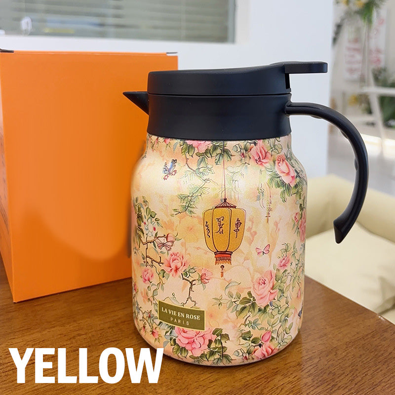 Vintage thermosfles met bloemenprint en ingebouwde zeef, 35 oz