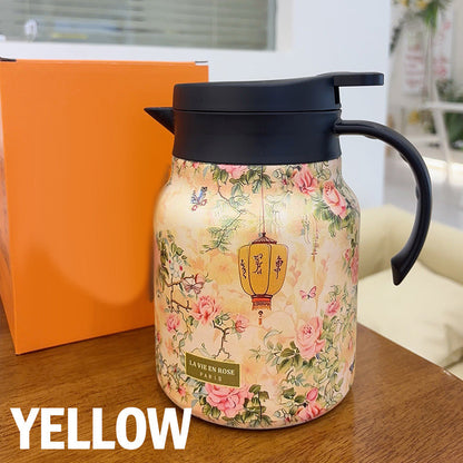 Vintage thermosfles met bloemenprint en ingebouwde zeef, 35 oz