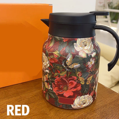 Vintage thermosfles met bloemenprint en ingebouwde zeef, 35 oz