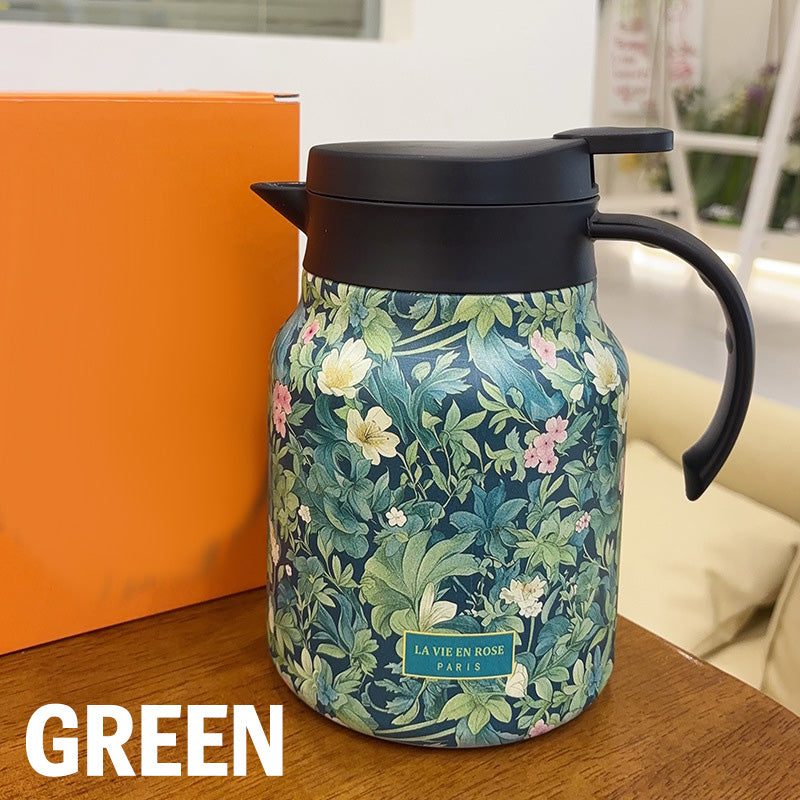 Vintage thermosfles met bloemenprint en ingebouwde zeef, 35 oz