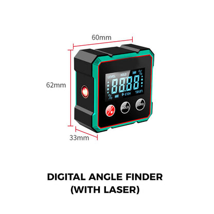 Laserpro – 4-Zijdige Magnetische Digitale Hoekmeter met Laser (optie) | 50% KORTING