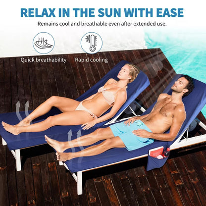 Ligstoelhanddoek in tas met opbergvakken