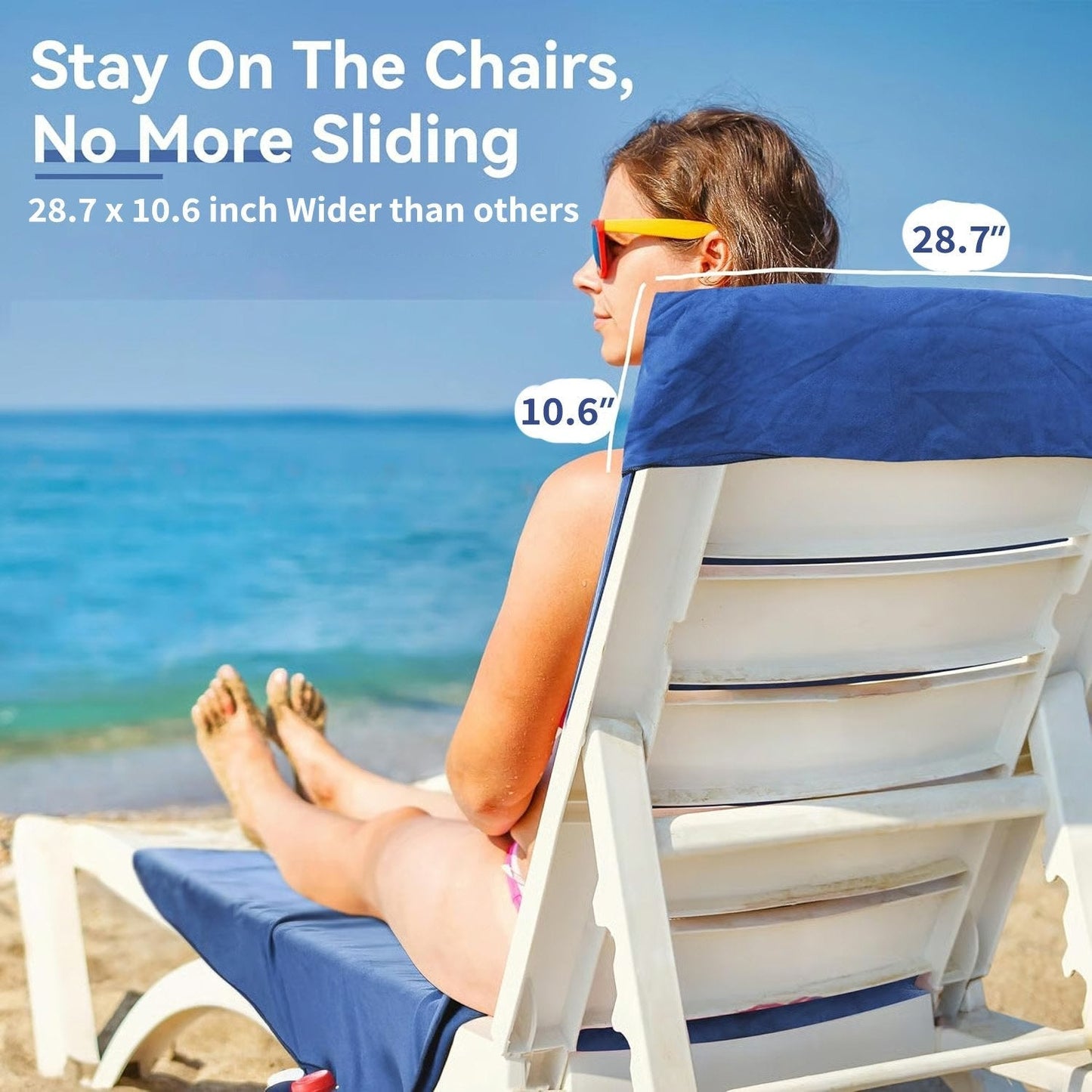 Ligstoelhanddoek in tas met opbergvakken