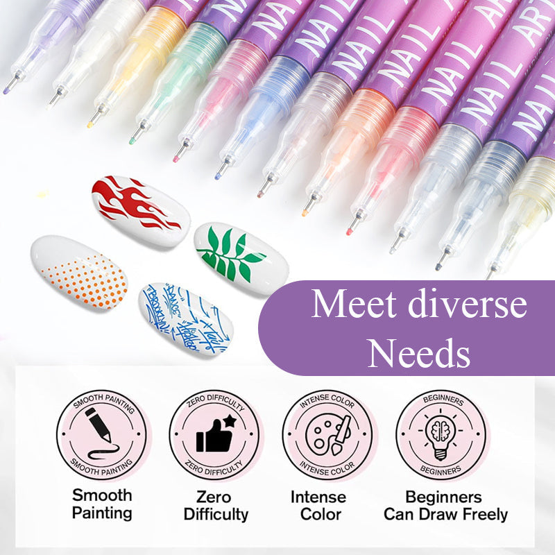 ColorBrush™ – 12-delige nail art penset | 50% KORTING