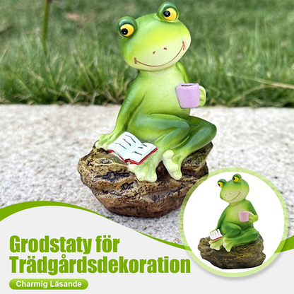 FrogLux® Charmig Läsande Grodstaty | 50% KORTING