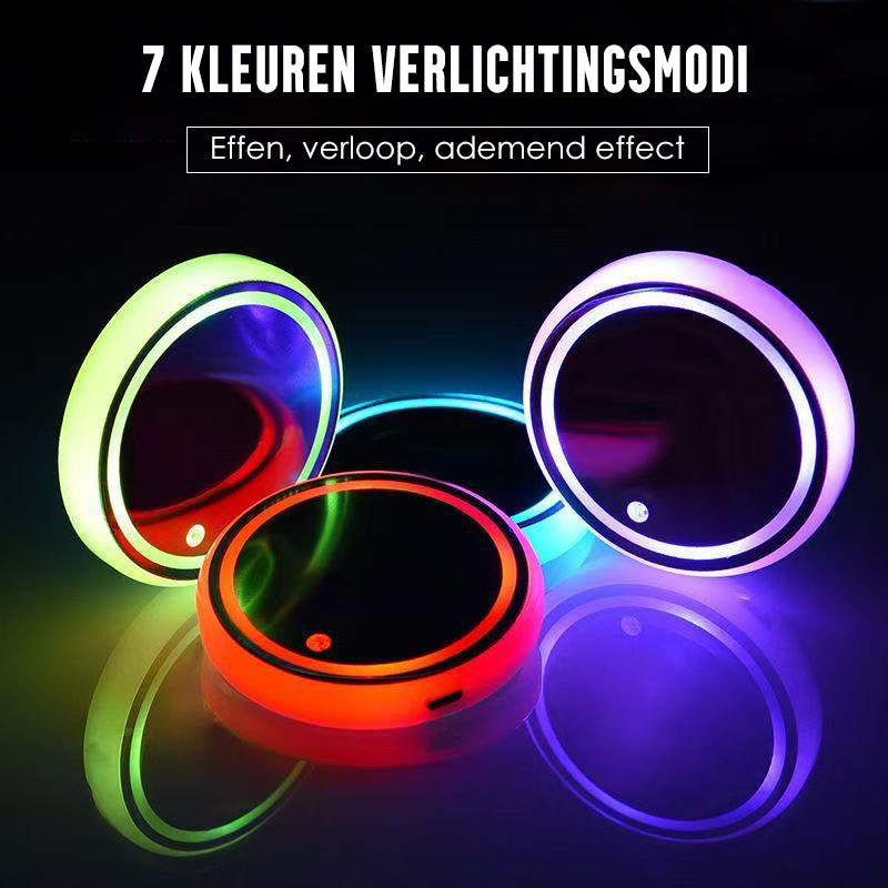 AutoGlow – 7-kleurige LED bekerhouderpad voor auto's