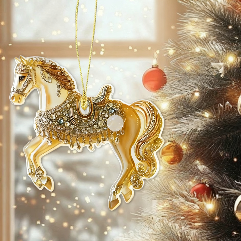 GoldenGallop – Acryl hanger in paardenvorm