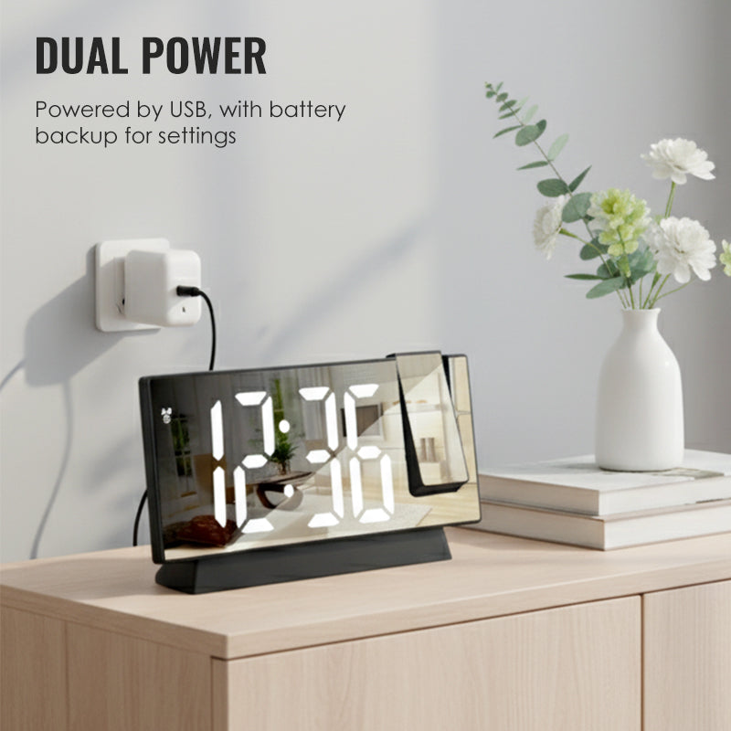 LumoTime – LED-spiegelprojectiewekker | 50% KORTING