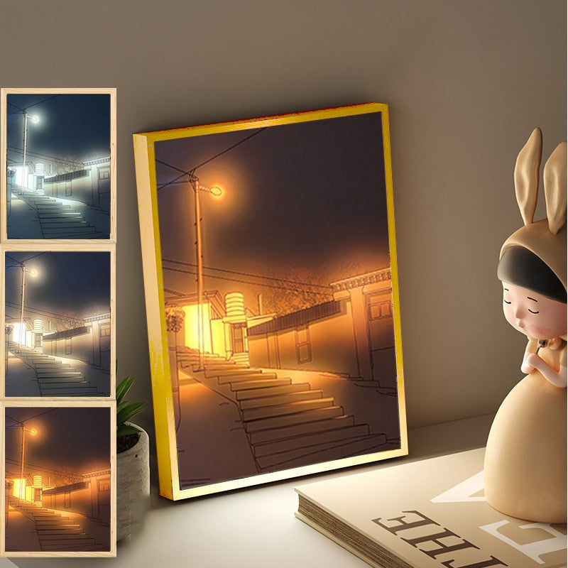 LuminArt™ Unieke Creative LED schilderij - 3 kleuren licht - USB - Dimbaar